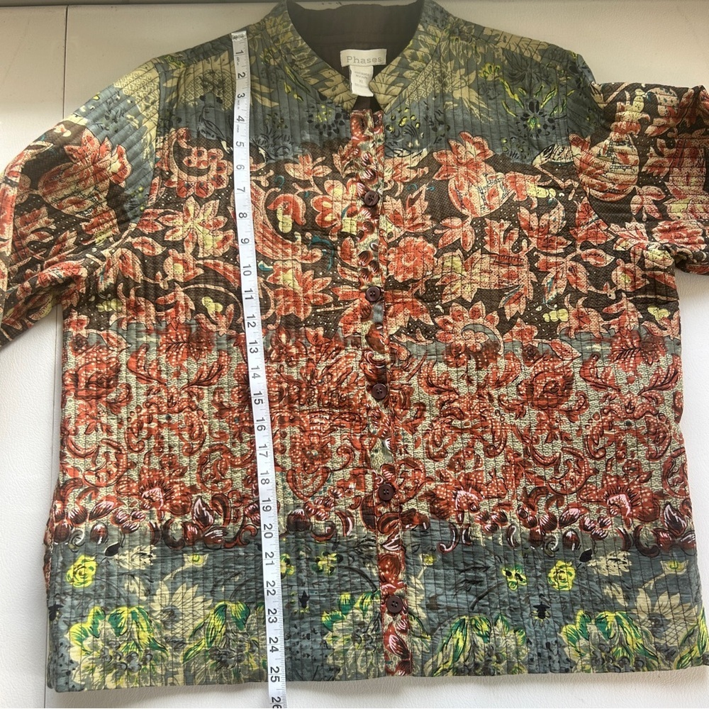 Phases Floral Quilted Lady Jacket 100% Cotton CottageCore Size XL - Picture 6 of 12